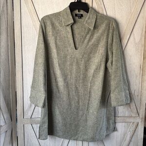 Jones New York Linen Blend Sage Green Tunic Top